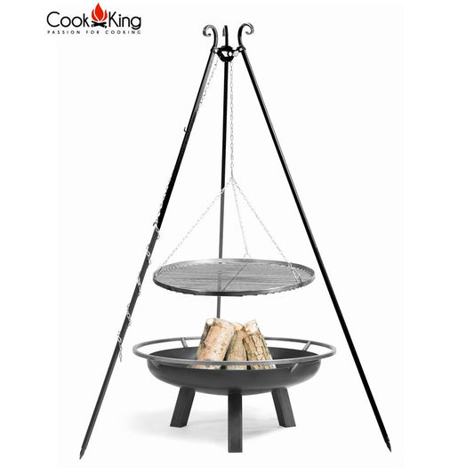 Cookking SET Dreibein 180cm + Grillrost Rohstahl + Feuerschale Porto