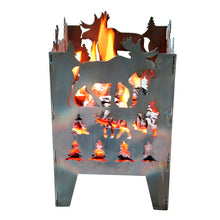 Laden Sie das Bild in den Galerie-Viewer, SvenskaV Feuerkorb Motiv Elch aus Rohstahl Stecksystem mit Ascheblech 2 Größen